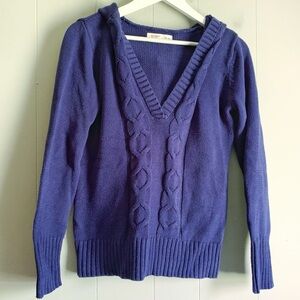 Old Navy Hooded Cable Knit Vneck Sweater Navy M